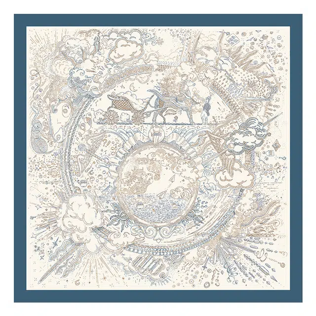 上海故事 双面印花人字纹中方巾 桑蚕丝 丝巾 女款