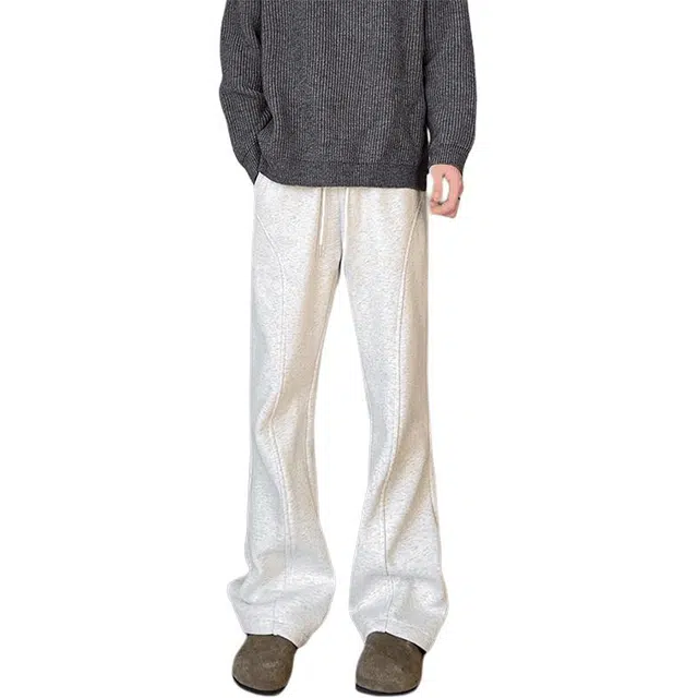 单爵 斜切弯刀卫裤男款秋季美式复古重磅垂感微喇休闲裤 男女同款