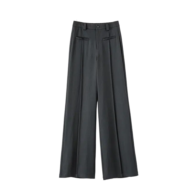 晚白 时尚通勤半松紧高腰窄版休闲裤 女款