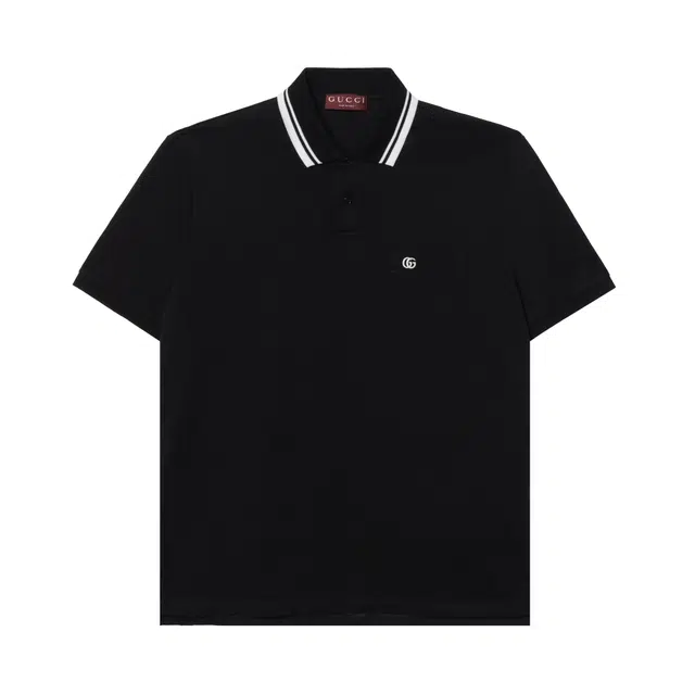 GUCCI Striped Polo Shirt Black