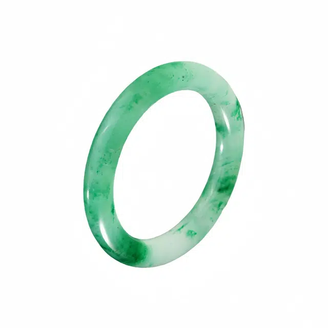 七小匠 一帆风顺 新中式 轻奢小众 清冷优雅 国潮国风 飘绿花玉石玉镯#好运天然 非洲翠 手镯 女款