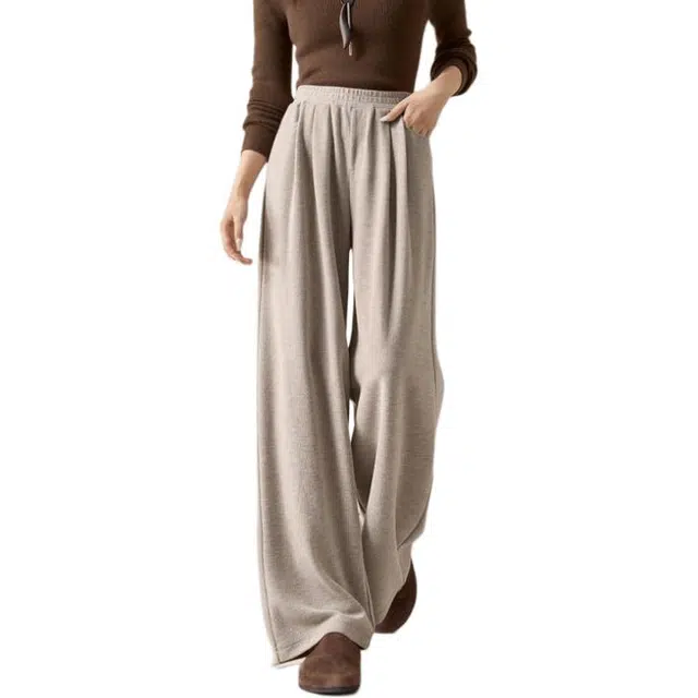 沫晗依美 拖地高腰直筒休闲裤 女款