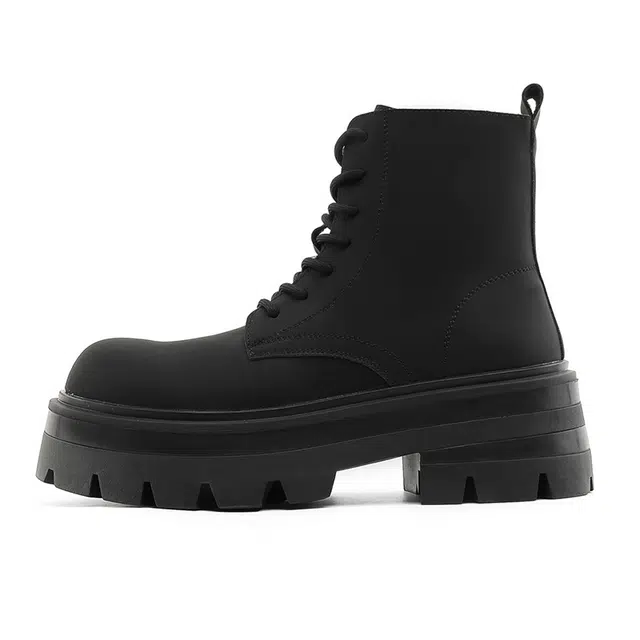 Dounkol Matte Leather Platform Lace-up Boots