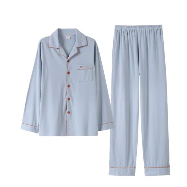 潞优野 高端品质纯棉春秋长袖薄款夏季家居服秋冬款全棉两件套睡衣套装 男款