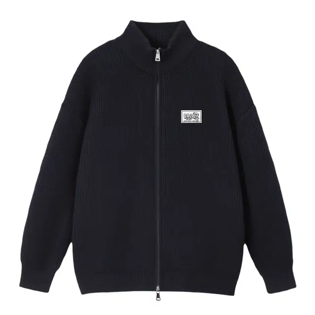 吾皇猫 原创美式复古高街简约基础款学院风立领秋冬季开衫上衣慵懒风时尚贴布双拉链外套潮流潮牌痞帅百搭高级感长袖毛衣 男女同款