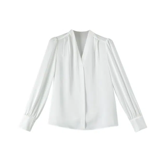 晚白 面料挺括饱满垂坠顺滑肩部收褶亲肤细腻衬衫 女款