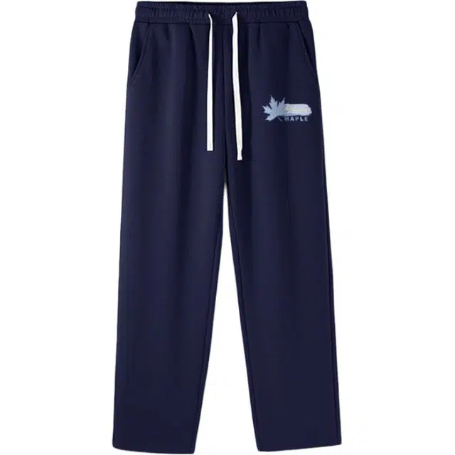 棉致 枫叶印花时尚潮流通勤百搭抗皱保暖细腻柔软松紧腰直筒长裤休闲裤 男女同款