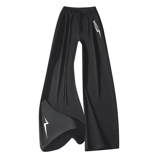 冰飞 美式高街学院风字母印花百搭显瘦日常通勤垂感弯刀休闲西装裤 男女同款