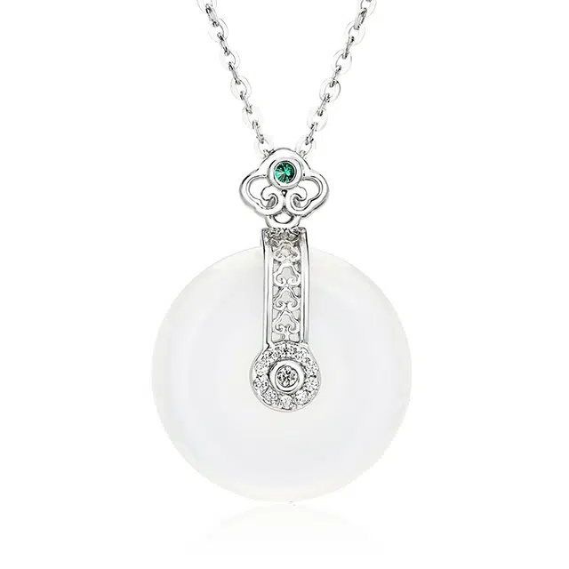 周大生 如意祥云平安扣 新中式国风复古高级锁骨链 时来运转#好运#好运天然 玉髓 项链 女款