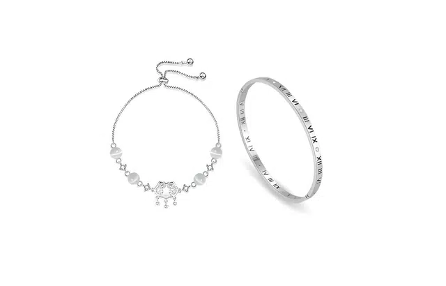 尚银福 闪耀祥云平安锁 国潮新中式时尚优雅气质轻奢高级感 森系小清新小众创意设计甜美可爱好运长命锁百搭手饰  合金 手链 女款