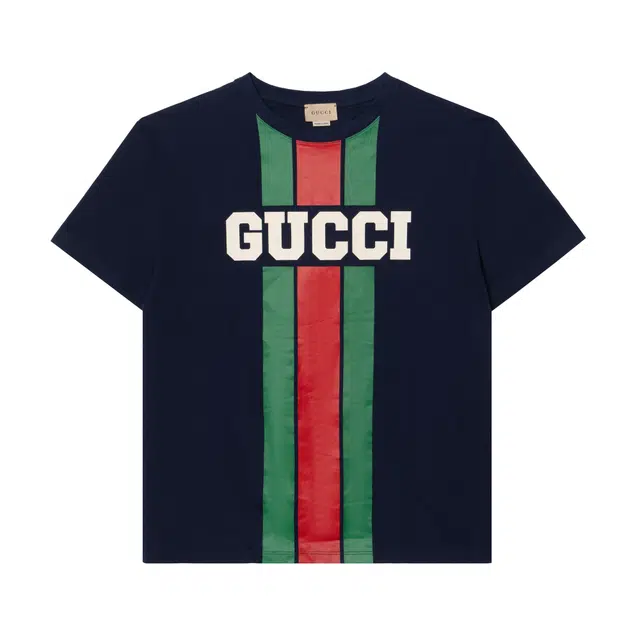 Gucci FW24 Logo Stripe Tee Navy