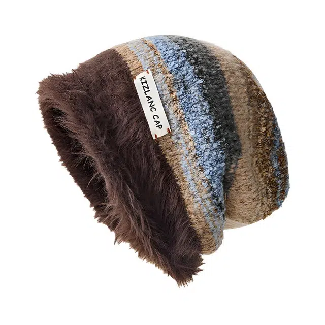 南极人 毛绒复古针织堆堆帽子显脸小秋冬季防寒保暖百搭毛线帽包头冷帽潮流 套头 绒线帽 男女同款情侣款