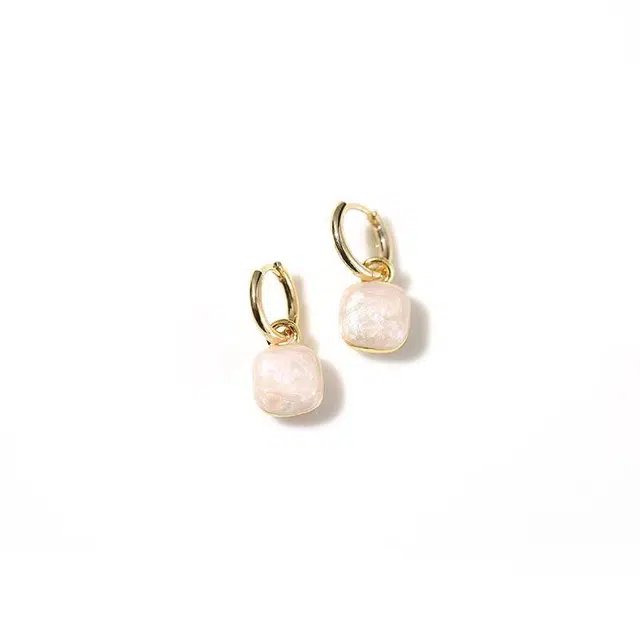 澜耀 气质小方块 小众设计法式轻奢方形温柔精致耳饰 合金 耳环 女款