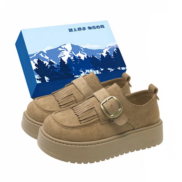 小鹿米利 复古英伦风流苏一脚蹬增高勃肯鞋 乐福鞋 女