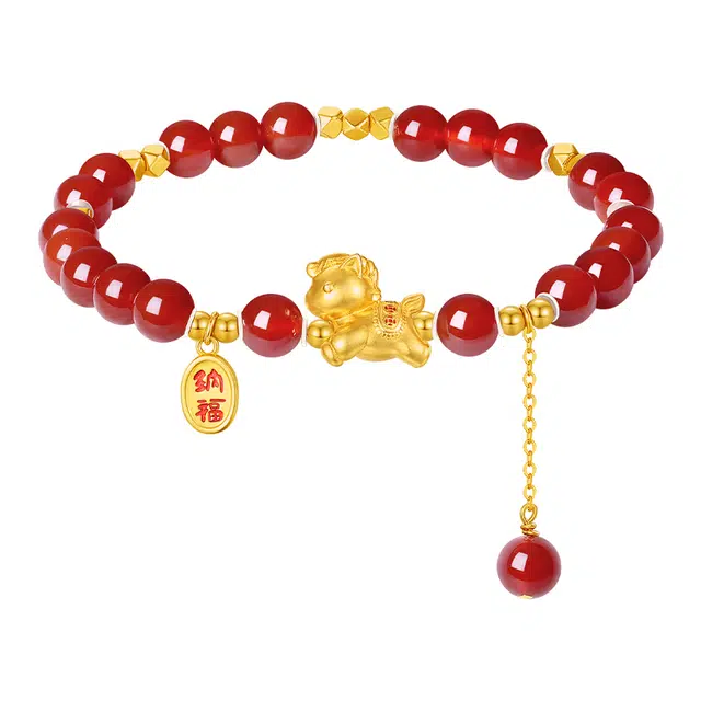 周大生 马上有财 招财纳福本命年红色显白串珠 温婉气质流苏国风新中式 约会百搭轻奢质感设计#好运 玛瑙 手串 女款