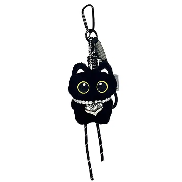 卡莱茵 【挂脖爱心小黑猫】可爱萌趣小猫创意清新卡通包包百搭#好运  毛绒 挂件 男女同款情侣款