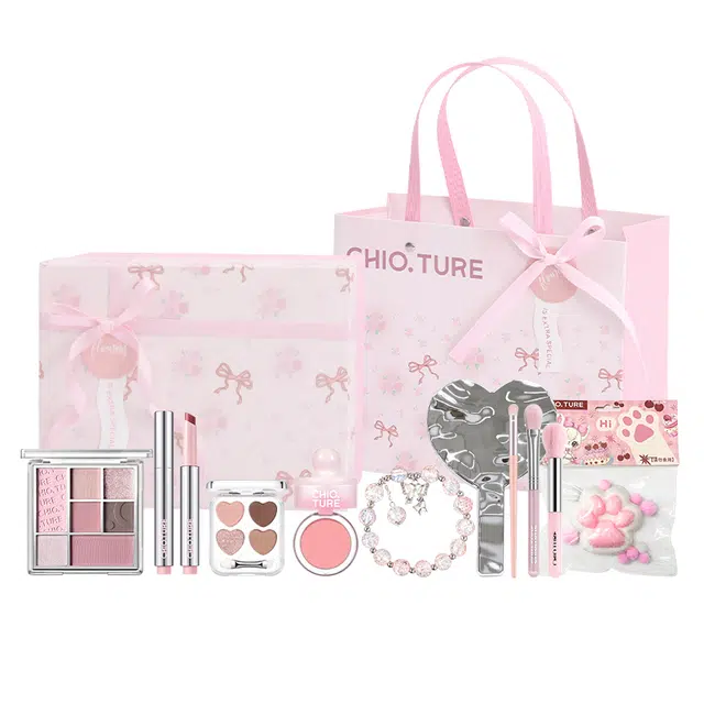 稚优泉 花语清韵系列彩妆套装 易上色自然玻璃唇镜面修饰轮廓 八件套