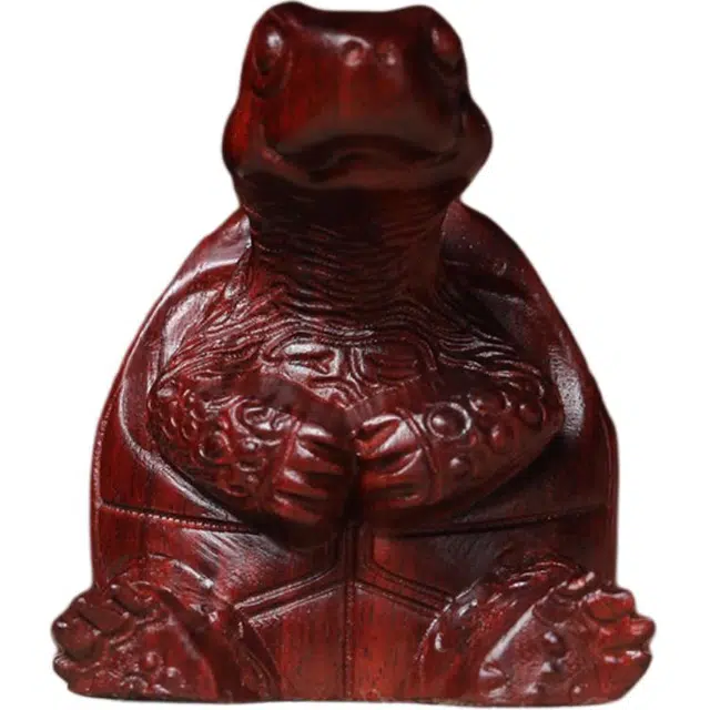 得笙陌 长寿龟木雕桌面小摆设手把件国潮转运车摆好运装饰 血檀 木作摆件 男女同款情侣款