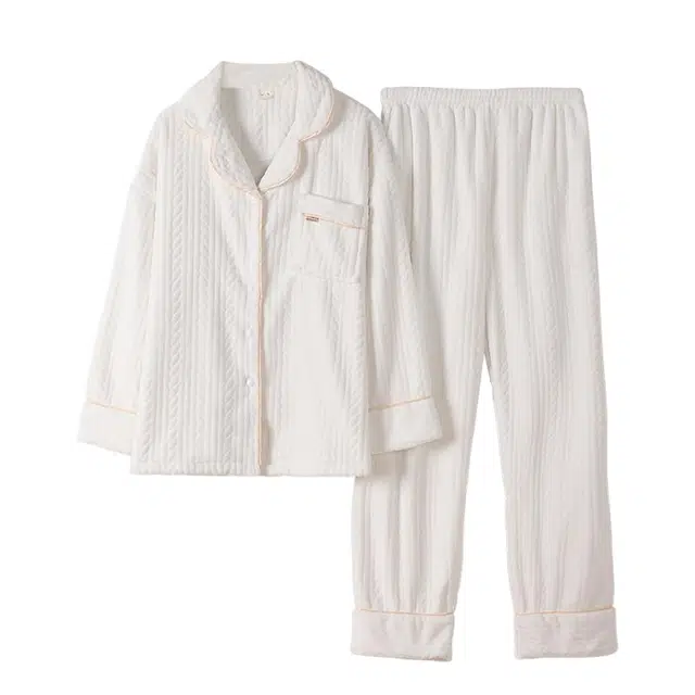 潞优野 高端品质秋冬款法兰绒加厚加绒冬季珊瑚绒家居服两件套睡衣套装 女款