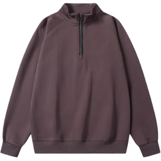 米素力 半高领秋季长袖纯色插肩袖潮套头卫衣 男女同款