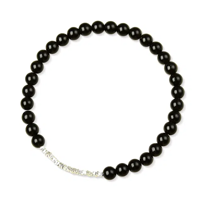 谧月珠宝 转运珠民族风国潮新中式招财纳福平安顺遂复古氛围感气质精致好运连连方块碎银几两礼盒天然 黑曜石 手串 男女同款情侣款