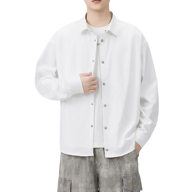 金盾 纯色休闲潮流长袖衬衫 男款