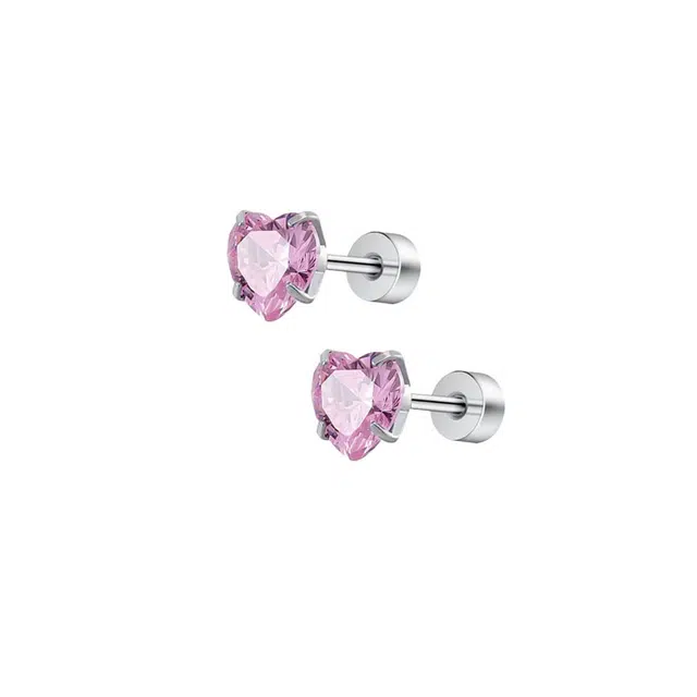 清脆小溪 爆闪爱心华子精致小巧高级感设计潮流时尚百搭个性独特简约低调奢华气质出众日常通勤 钛钢 耳钉 女款