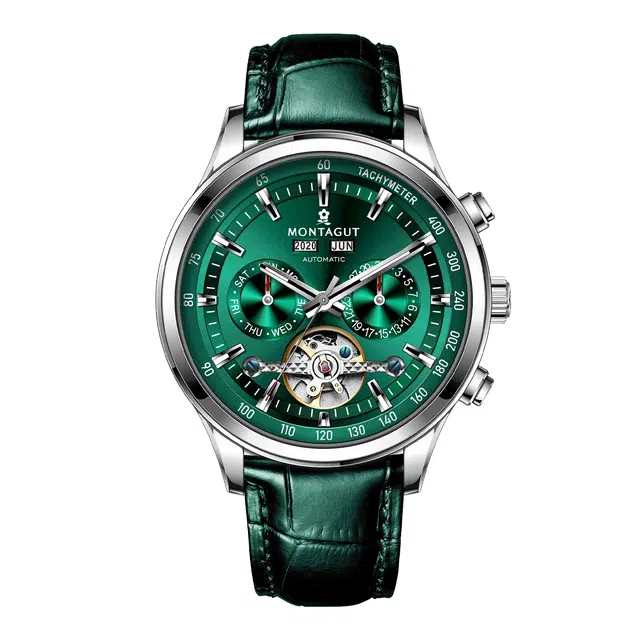 梦特娇 职场商务学生党通勤潮流日常休闲高级腕表多功能 自动机械机芯 国表 男表 蓝色表盘