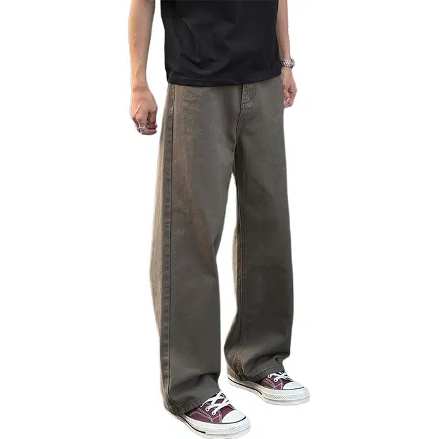 徐百货 纯棉美式复古简约感潮牌百搭长裤春秋款潮流宽松水洗直筒子休闲裤 男女同款
