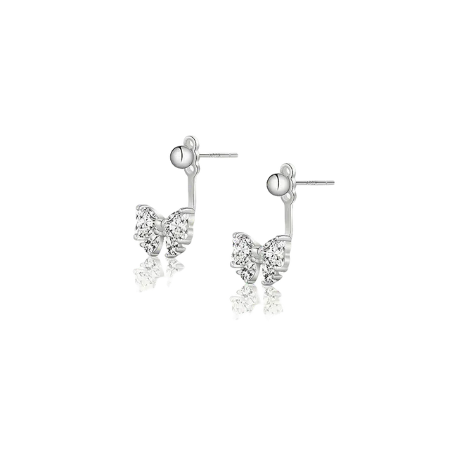 色菲尔 韩式蝴蝶结耳饰 在逃公主巨闪少女感小巧个性设计时尚通勤好运日常百搭养耳 合金 耳环 女款