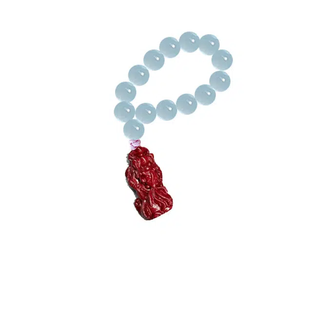 【招财进宝】 新中式貔貅钥匙扣  吉祥如意汽车后视镜#好运  卡莱茵 朱砂 玻璃 挂件 男女同款情侣款