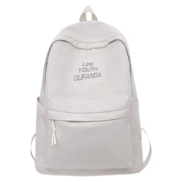 單倉 高级感时尚简约设计学院风通勤百搭背包初高中学生大容量轻便耐磨书包 尼龙 双肩包 常规 男女同款情侣款 白色/红色/灰色/黑色