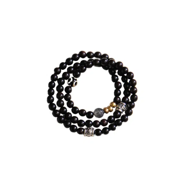 子婳 新中式复古小众文艺神秘古风木质佛珠文玩盘玩项链精致清新优雅气质搭配首饰#好运 黑檀 手串 男女同款情侣款