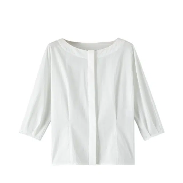 晚白 全棉面料纽扣设计亲肤不扎肤吸湿性强衬衫 女款