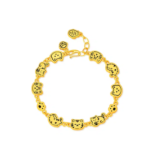 【S925银 好运猫猫】 福韵金 六桂福 快乐哈基米猫咪饼干小鱼干轻奢高级温柔可爱甜美简约小众设计百搭手链 银 手饰 女款