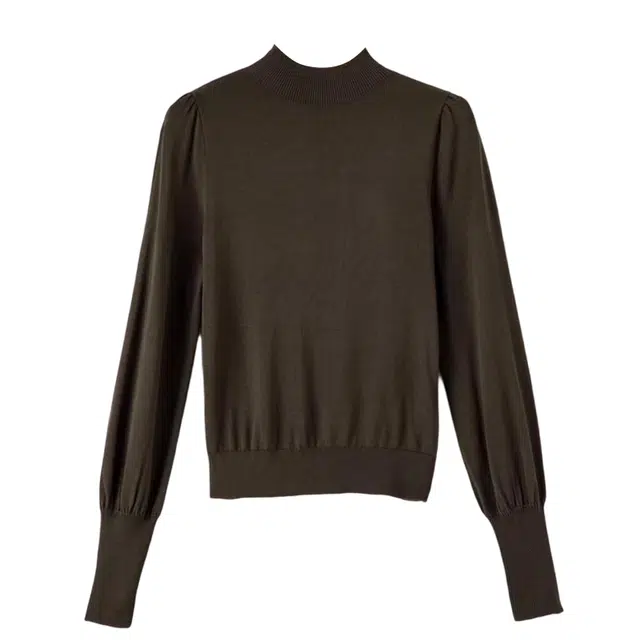 晚白 时尚百搭显瘦气质高弹立领针织衫 女款