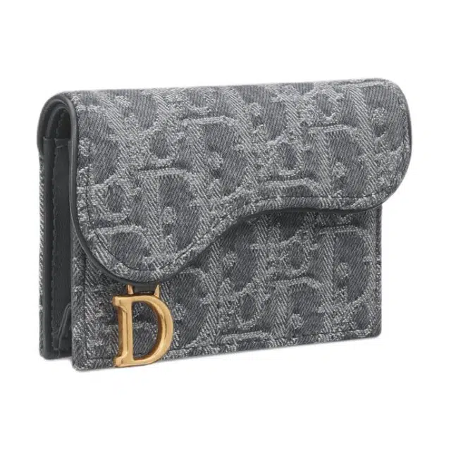 DIOR Saddle Bloom Card Holder Gray