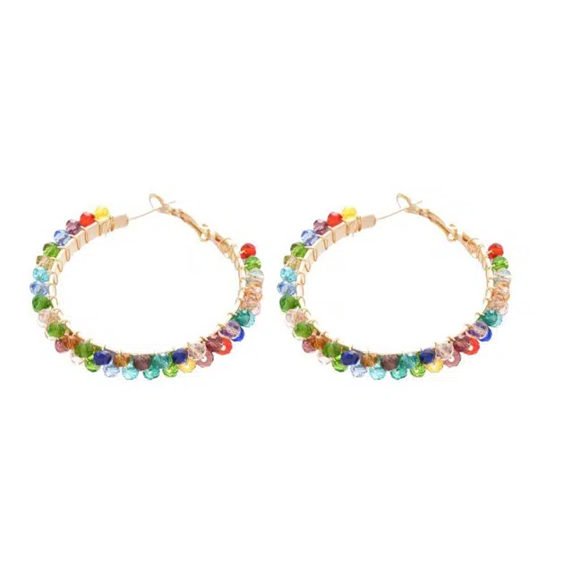 彤彤兔 百搭时尚彩色耳钉女小众设计感高级耳圈个性大气耳饰 合金树脂 耳环 女款