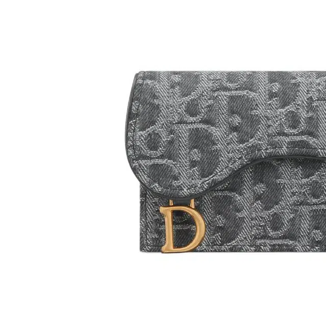 DIOR Saddle Bloom Card Holder Gray