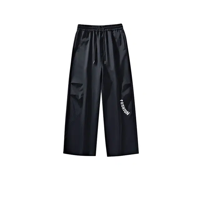 袋鼠 纯色简约基础款时尚宽松垂感拖地百搭休闲裤 男女同款