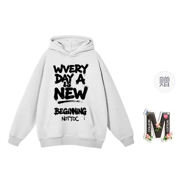 棉购 连帽加绒加厚春秋宽松慵懒潮流长袖上衣卫衣 男女同款