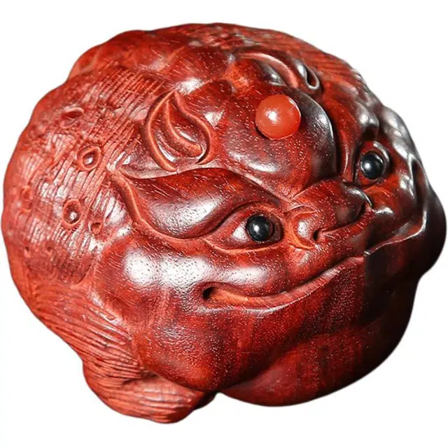 得笙陌 转运金蟾吸财好运吉祥复古工艺品 血檀 摆件 男女同款情侣款
