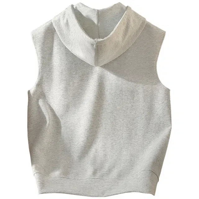 她池 抽绳连帽字母刺绣通勤简约叠穿无袖马甲 女款