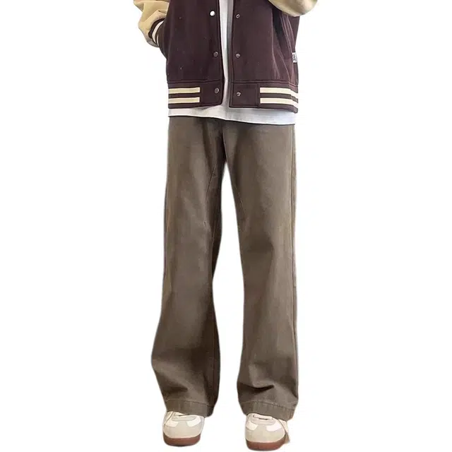 徐百货 美式复古美拉德长裤春秋款潮牌百搭废土风水洗直筒休闲裤宽松子工装裤 男女同款