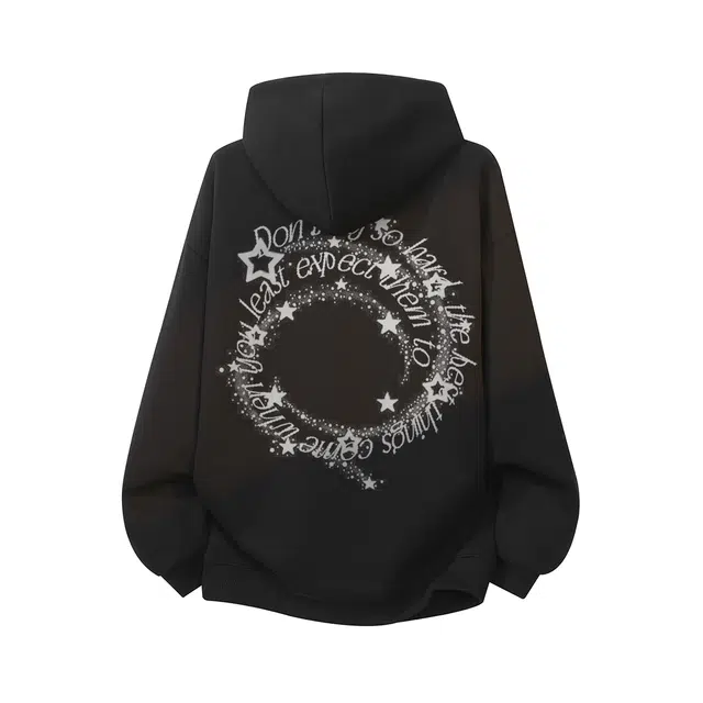 阿凡迪 美式高街个性时尚星星点缀字母品牌艺术印花高级感设计连帽休闲日常无性别主义经典百搭落肩舒适学院风氛围感长袖卫衣 男女同款