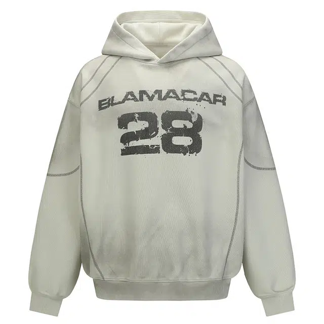 拾个壹先生 美式复古重磅高街条纹宽松休闲百搭字母印花帽衫卫衣 男女同款