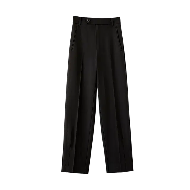 晚白 高腰直筒通勤时尚减龄休闲裤 女款