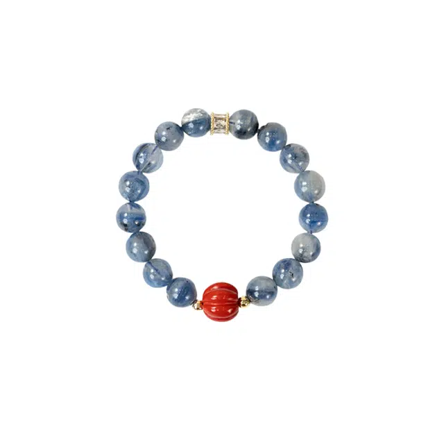 子婳 诸事顺利招财纳福平安喜乐小众智慧南瓜文玩盘玩佛珠新中式国风国潮时尚轻奢百搭潮流手饰#好运 蓝水晶 手串 男女同款情侣款