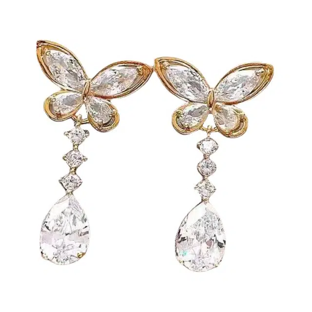 彤彤兔 百搭时尚蝴蝶流苏耳环女气质轻奢小众设计耳饰#好运 合金树脂 耳钉 女款