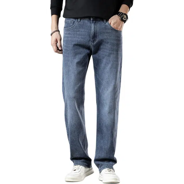 卡丹狄诺 重工水洗棉秋冬季厚款保暖舒适百搭耐磨耐穿轻商务休闲宽松弹力长裤男裤子男牛仔裤 男款